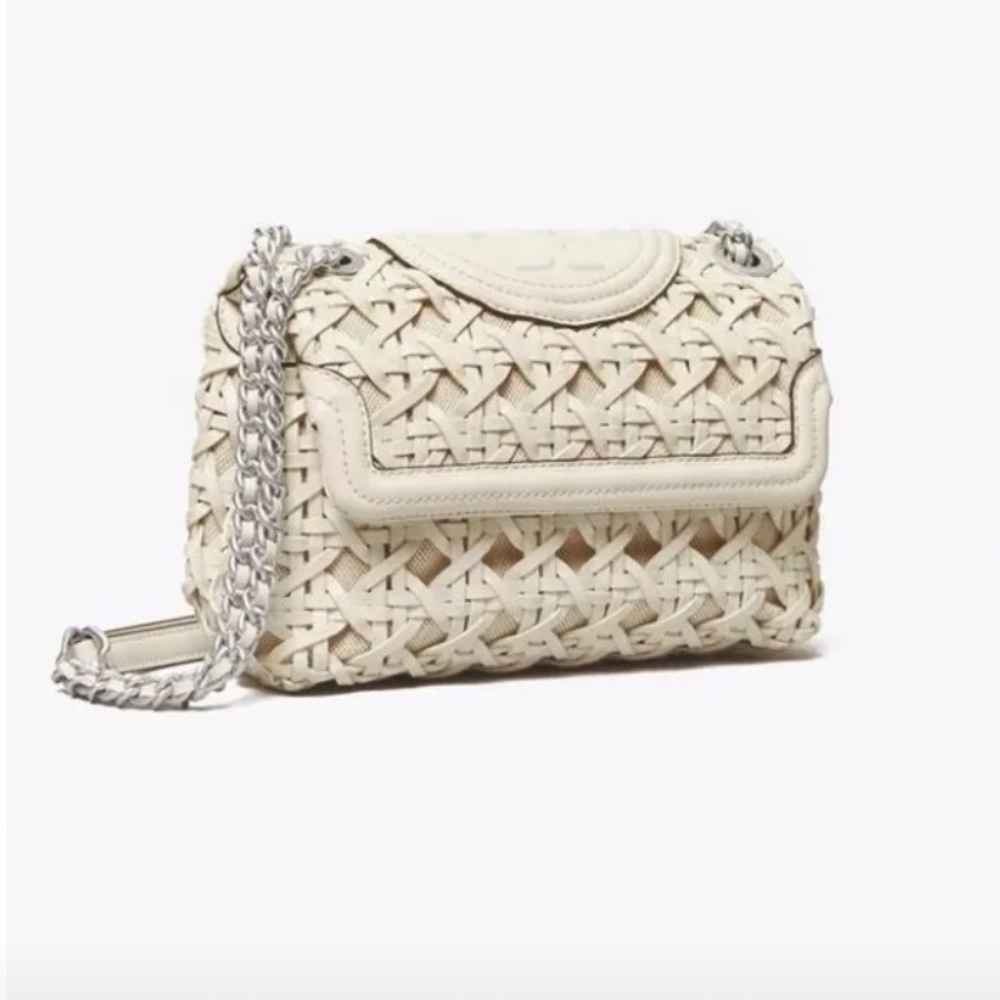Tory Burch Fleming Soft Basket Weave Small Shoulder Bag